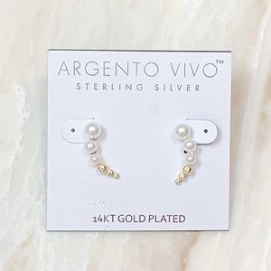Argento Vivo SS 14KT GP Pearl Earrings